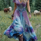 Vestido comprido elegante com estampado floral