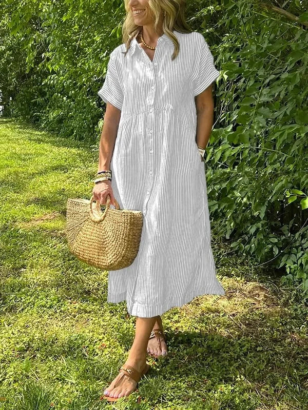 Vestido camiseiro listrado