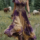 Vestido comprido elegante com estampado floral