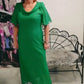 Vestido em chiffon com decote em V e strass