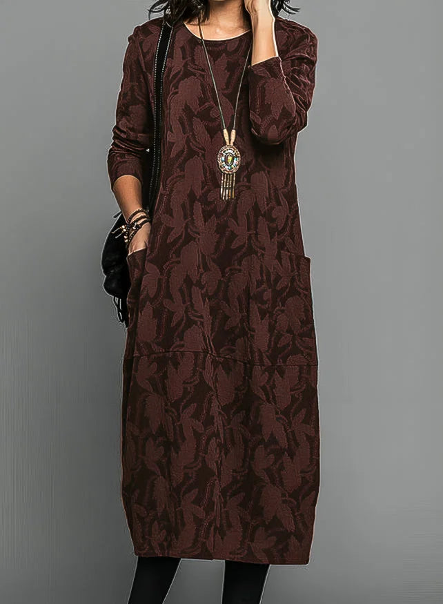 Elegant long-sleeved winter dress for women
