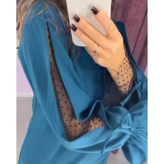 Vestido – Elegante e Festivo – Mistura de Algodão com Folhos – Perfeito para a Primavera, Outono e Inverno
