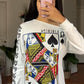 Vestido de menina com estampado de carta de baralho e ombros caídos