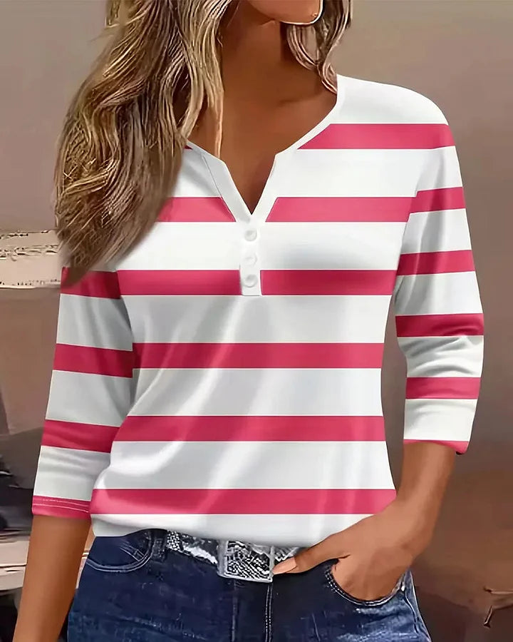 Blusa universal às riscas de manga comprida