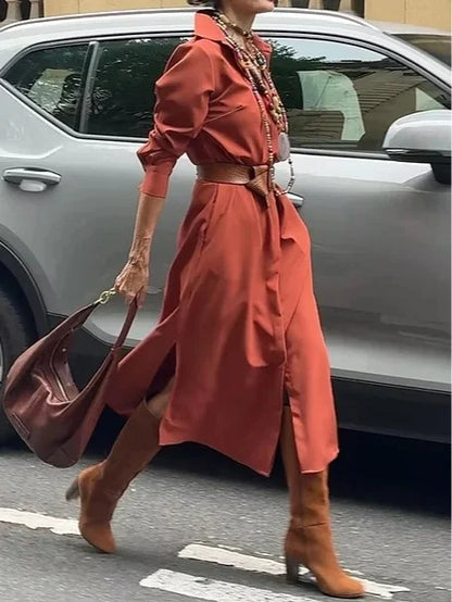 Vestido camiseiro feminino elegante 2025
