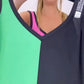 🌸Especial verão💐 Vestido sem mangas com blocos de cor.