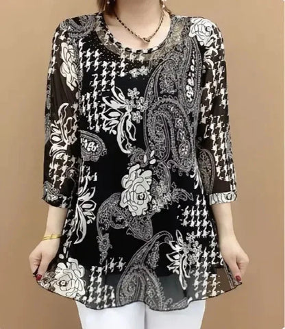 🔥【S-5XL】💐2025 Nova camisola de verão com top elástico largo a cobrir a barriga