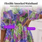 Vestido de menina evasé com decote em V, folho na base e estampado floral