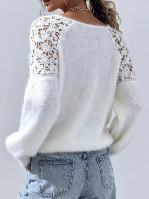 Camisola de senhora ombro a ombro com detalhes em renda