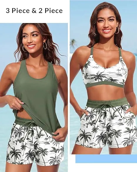 ⏰ Tankini de 3 peças com calções 🔥