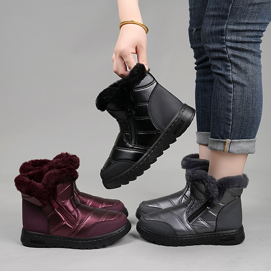 Sapatos de senhora de pelúcia confortáveis, impermeáveis e antiderrapantes