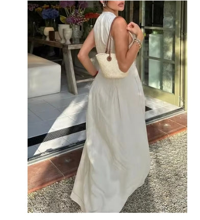 TRAF Vestido comprido sem mangas com fecho