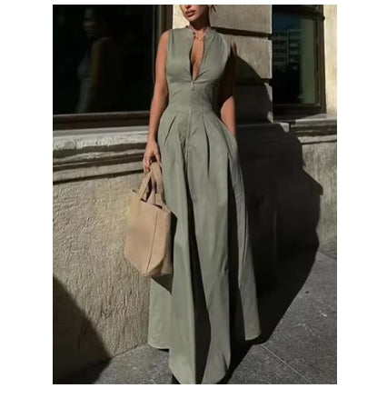 TRAF Vestido comprido sem mangas com fecho