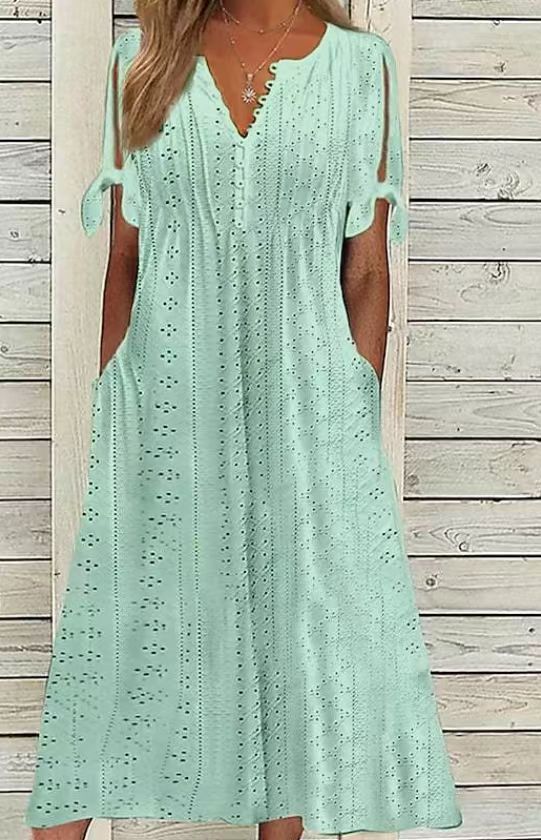 Vestido elegante com decote em V para mulher