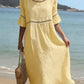 Vestido de menina confecionado em algodão e linho, confortável, com renda e corte largo.