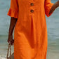 Vestido de senhora em algodão e linho, modelo 2026
