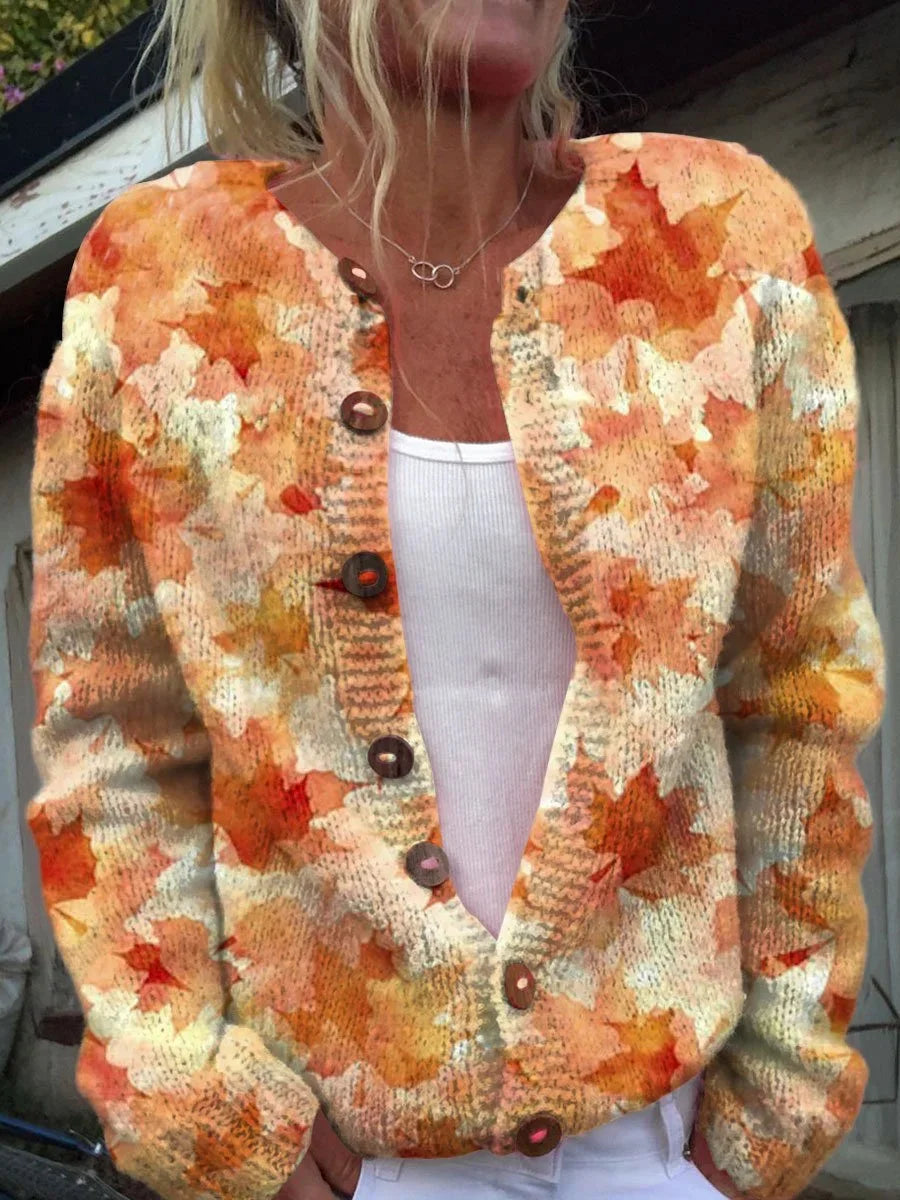 Cardigan de botões de outono