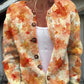 Cardigan com botões e estampado de rosas cor-de-rosa