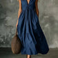 ✨Novidade – Vestido feminino com decote em V, pregas e bolsos – leve e arejado, perfeito para passeios na praia.