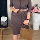 Vestido elegante de abotoamento simples para mulheres da moda