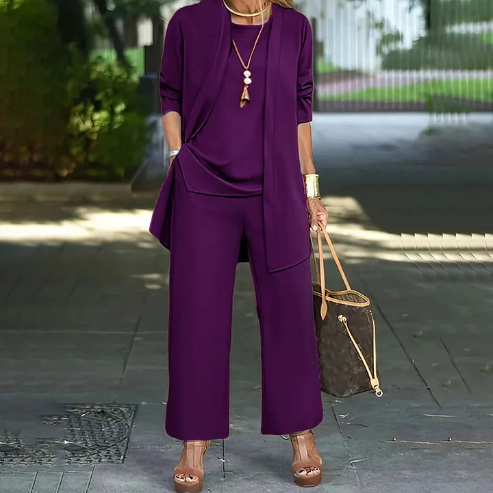 🧥Um elegante conjunto feminino de três peças com um corte descontraído🍂