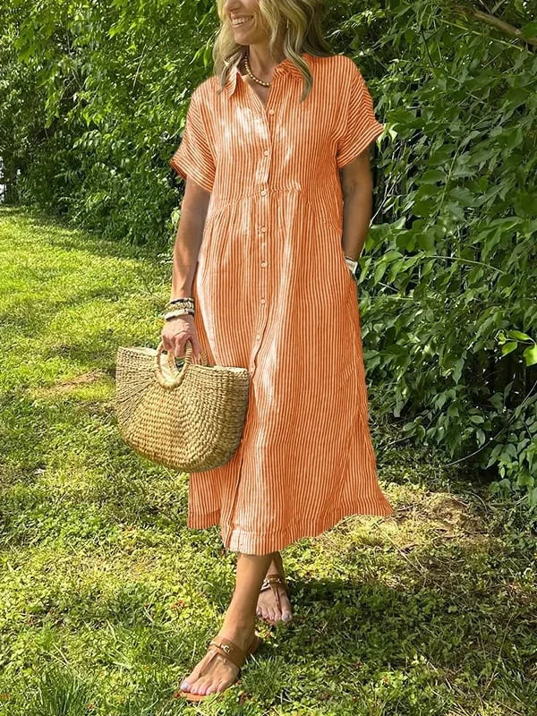 Vestido camiseiro listrado