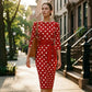 Vestido Feminino Retro Elegante de Poá