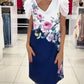 Vestido floral com decote em V