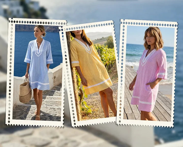 Este elegante vestido às riscas é a combinação perfeita entre conforto e estilo