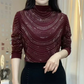Blusa de mulher elegante de mangas compridas com lantejoulas