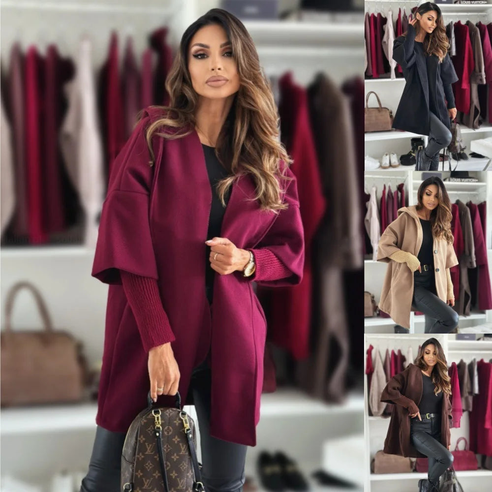 Casaco feminino elegante com capuz