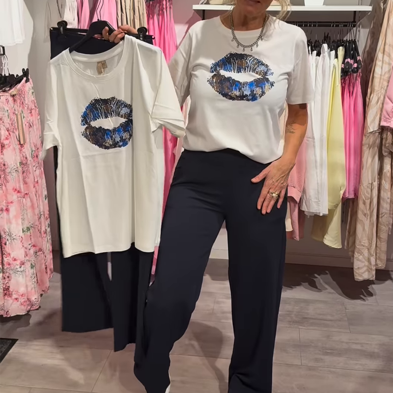 Conjunto de duas peças para menina com estampado, blusa e calça