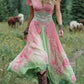 Vestido comprido elegante com estampado floral