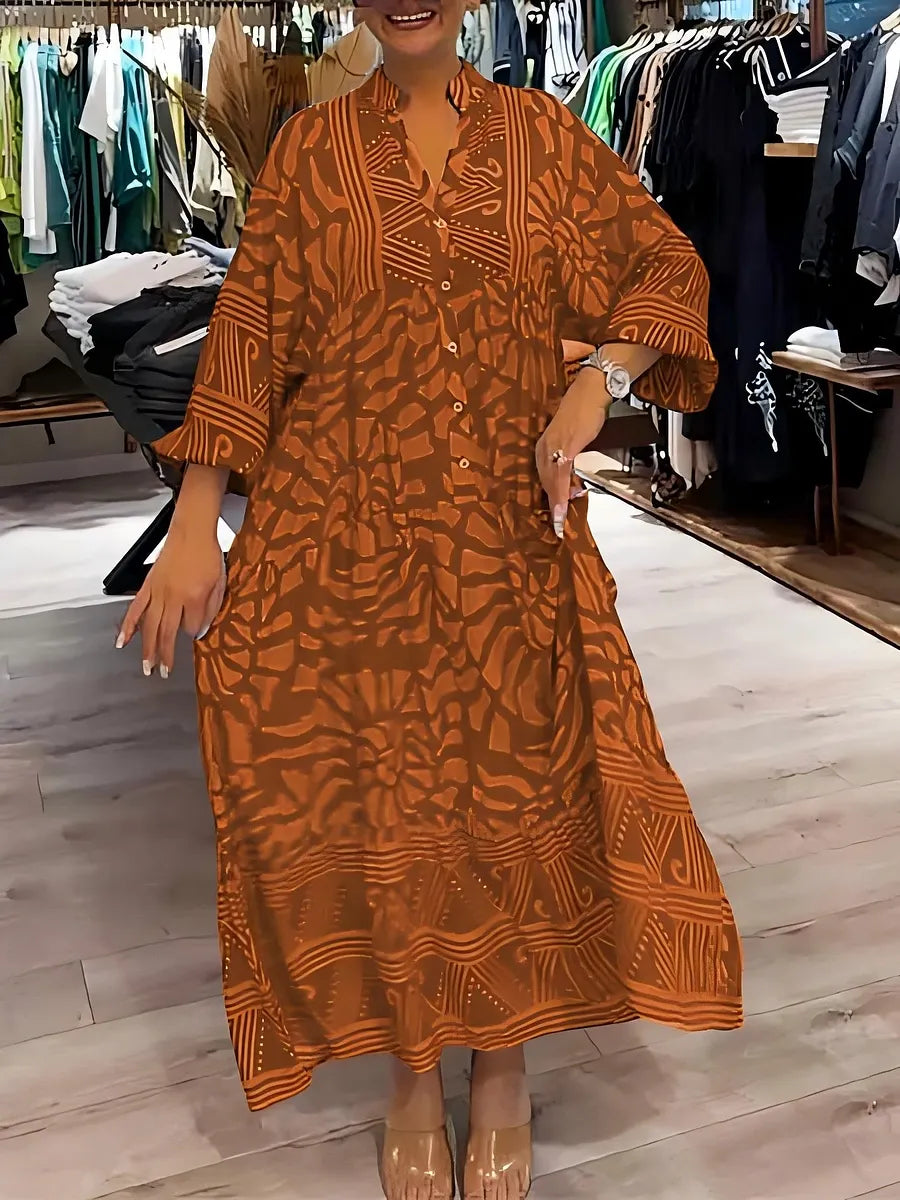 Vestido de menina estampado com decote em V e corte largo (Quase esgotado!)