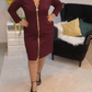 Vestido slim para mulher com fecho e manga média
