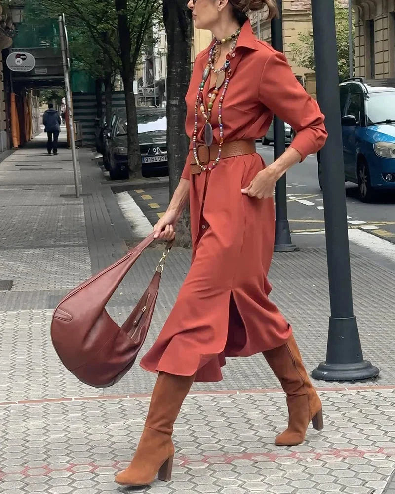 Vestido camiseiro feminino elegante 2025