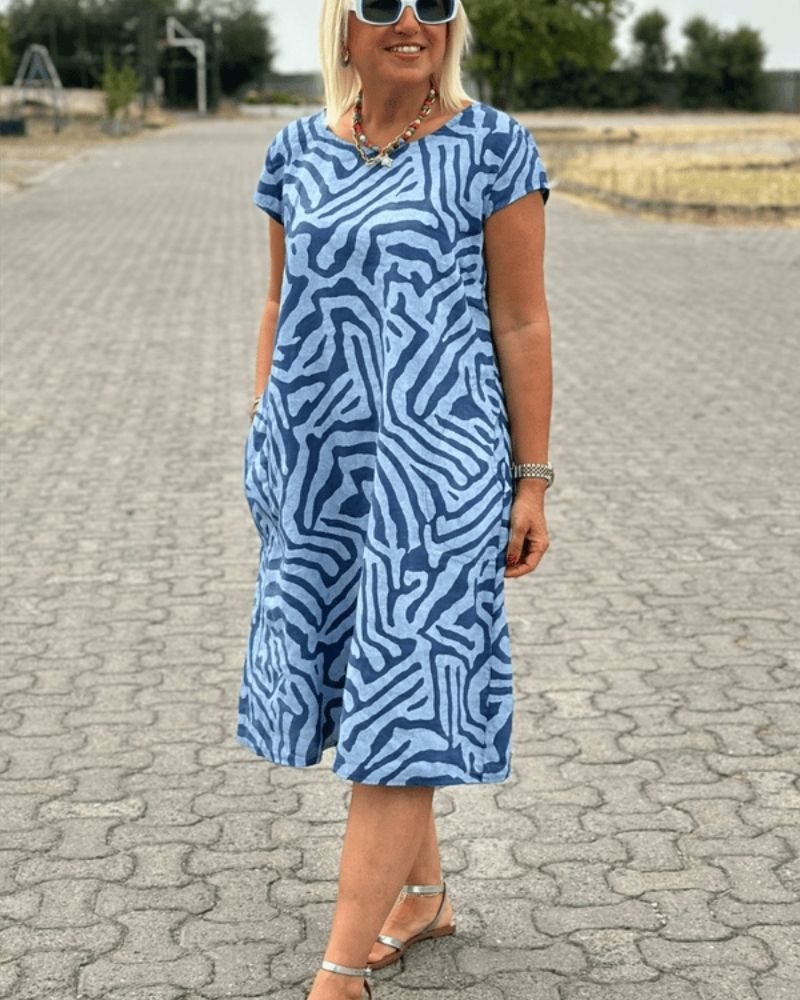 Tahlia™ - Vestido com estampado fino e gola redonda