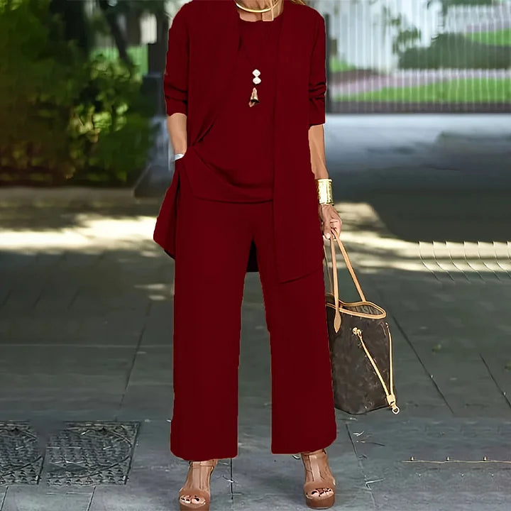 🧥Um elegante conjunto feminino de três peças com um corte descontraído🍂
