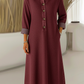 Vestido clássico de ganga com gola polo e botões