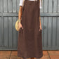 Vestido de mulher em algodão e linho com alça ajustável e bolso