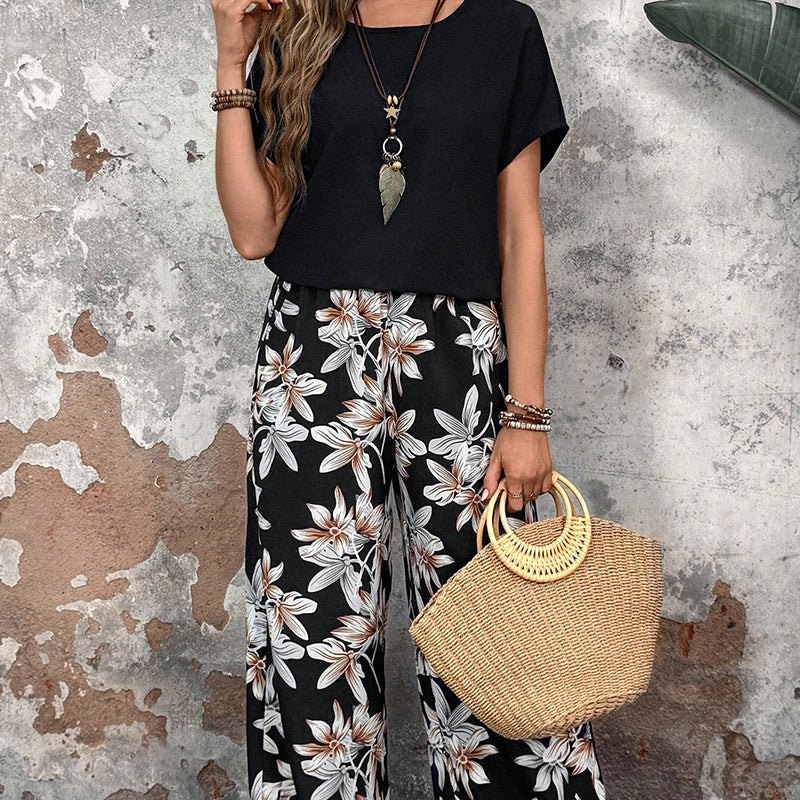 🌹Conjunto casual de senhora de duas peças com estampado