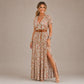 Vestido comprido de menina estilo boho com decote em V