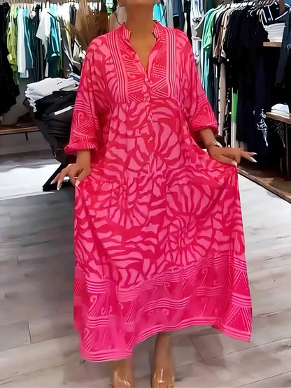 Vestido de menina estampado com decote em V e corte largo (Quase esgotado!)
