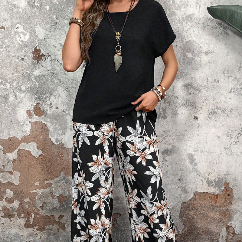 🌹Conjunto casual de senhora de duas peças com estampado