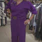 Vestido midi com racha e decote em V