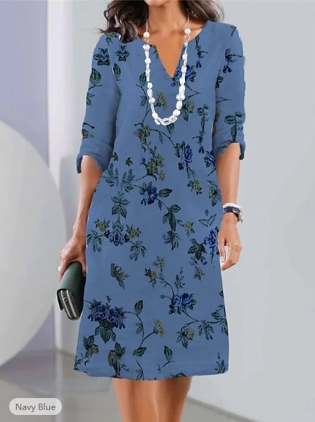 Vestido com estampado floral e cintura dupla