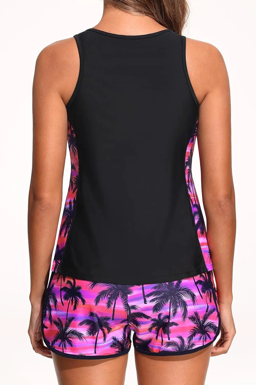 Biquíni Tankini com Calções – Conjunto de Duas Peças com Efeito Redutor de Medidas na Cintura e Bolsos em Estilo Desportivo