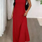 Vestido comprido de senhora, de duas peças, estilo regata, com recortes laterais