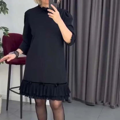 Vestido elegante para mulher com folhos