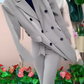 Conjunto de roupa de trabalho de três peças para mulher: colete + calças + casaco